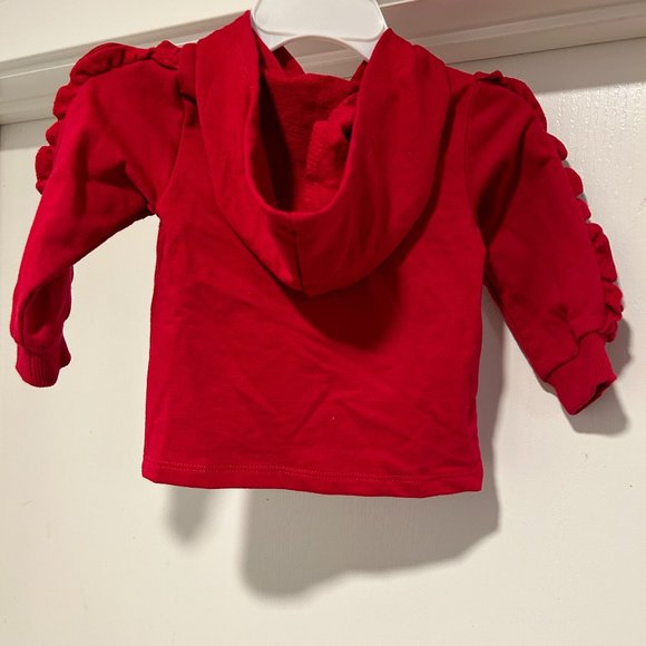 FIRST IMPRESSIONS GIRLS CHERRY RED HOODIE 3-6 MONTHS - Picture 2 of 6